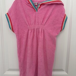 Hanna Andersson Pink Towel Dress with Rainbow Accents